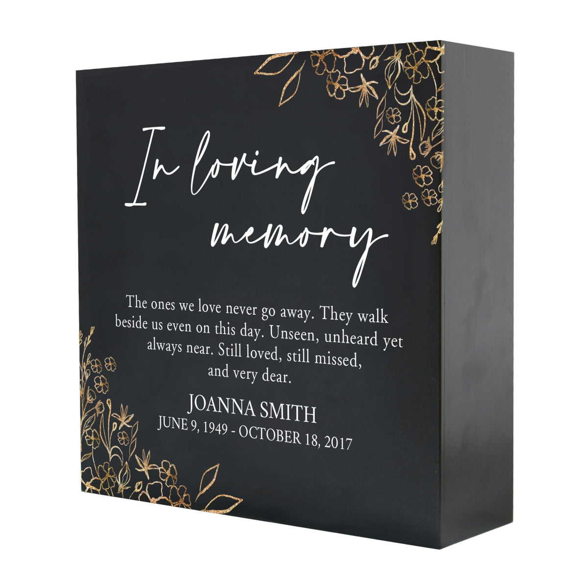 Personalized Modern Inspirational Memorial Wooden Shadow Box and Urn 10x10 holds 189 cu in of Human Ashes - In Loving Memory (Walk) - LifeSong Milestones
