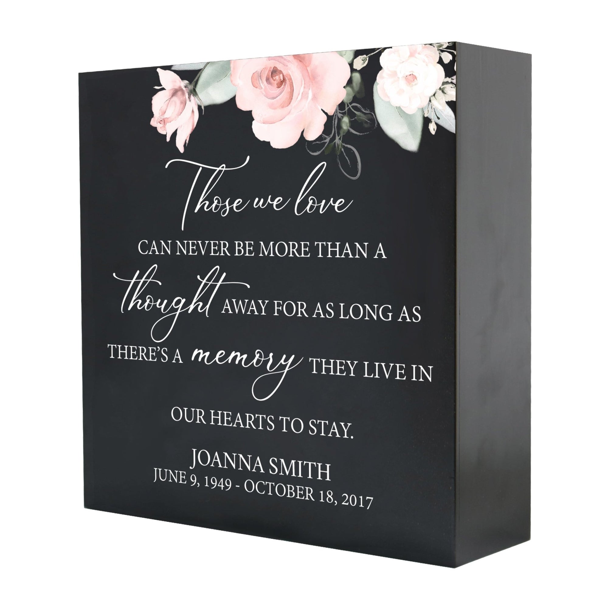 Personalized Modern Inspirational Memorial Wooden Shadow Box and Urn 10x10 holds 189 cu in of Human Ashes - Those We Love (Black) - LifeSong Milestones