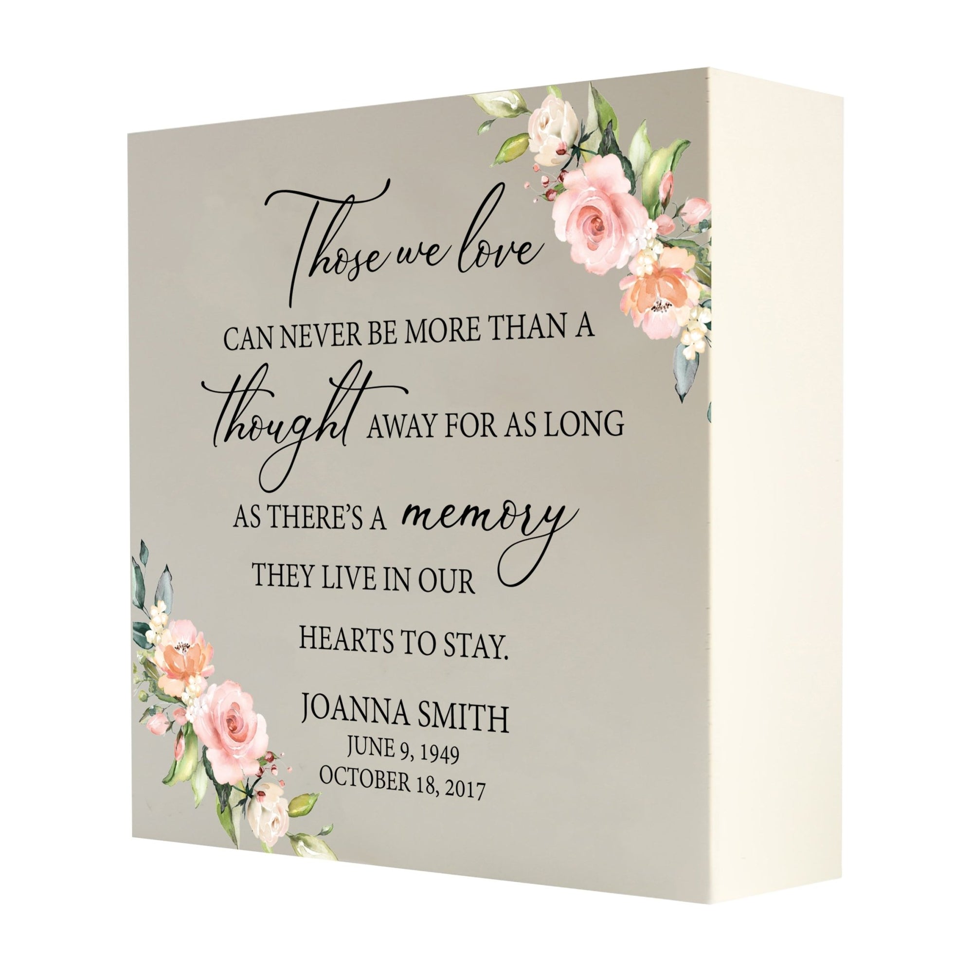 Personalized Modern Inspirational Memorial Wooden Shadow Box and Urn 10x10 holds 189 cu in of Human Ashes - Those We Love Can Never (Ivory) - LifeSong Milestones