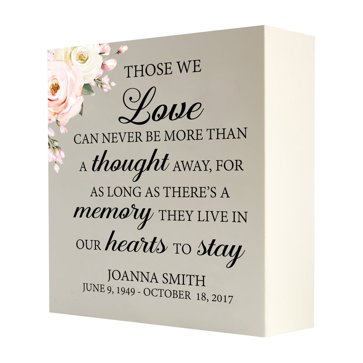 Personalized Modern Inspirational Memorial Wooden Shadow Box and Urn 10x10 holds 189 cu in of Human Ashes - Those We Love (Ivory) - LifeSong Milestones