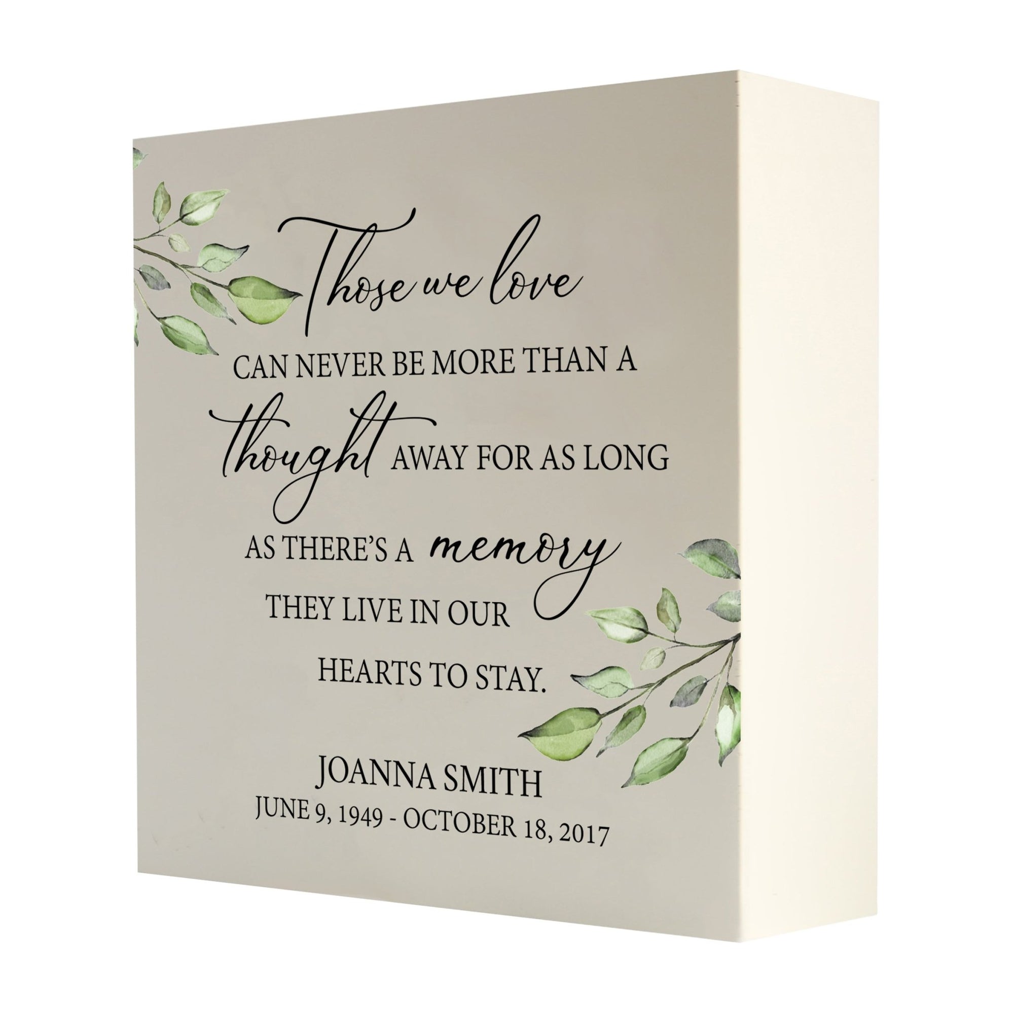 Personalized Modern Inspirational Memorial Wooden Shadow Box and Urn 10x10 holds 189 cu in of Human Ashes - Those We Love (Ivory) - LifeSong Milestones