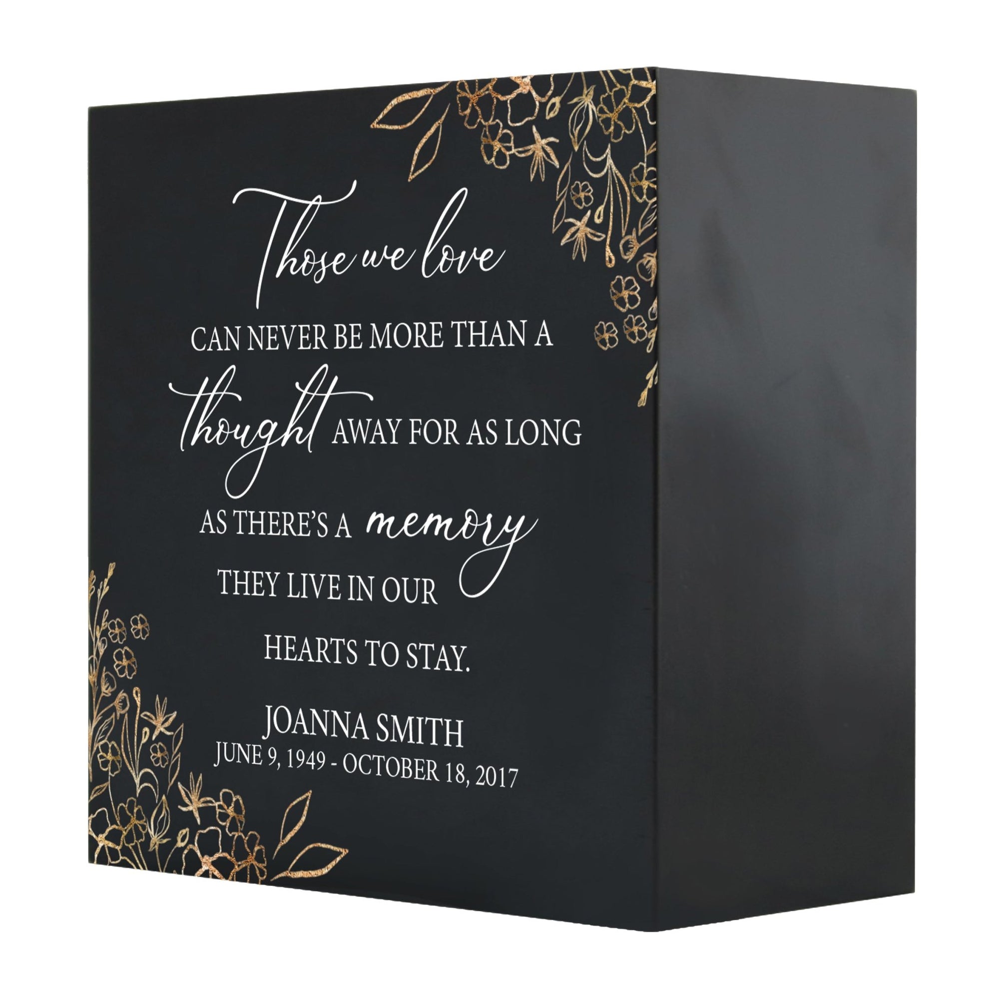 Personalized Modern Inspirational Memorial Wooden Shadow Box and Urn 6x6 holds 53 cu in of Human Ashes - Those We Love (More) - LifeSong Milestones