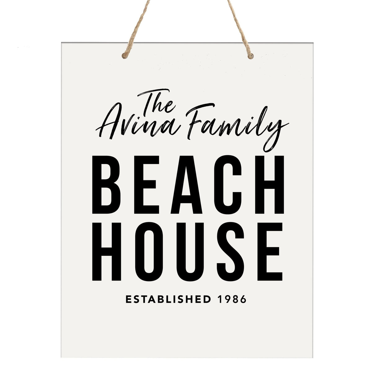 Personalized Modern Inspirational Wooden Wall Art Hanging Sign 12x15in - Beach House (EST) - For Family And Home Decorations - LifeSong Milestones
