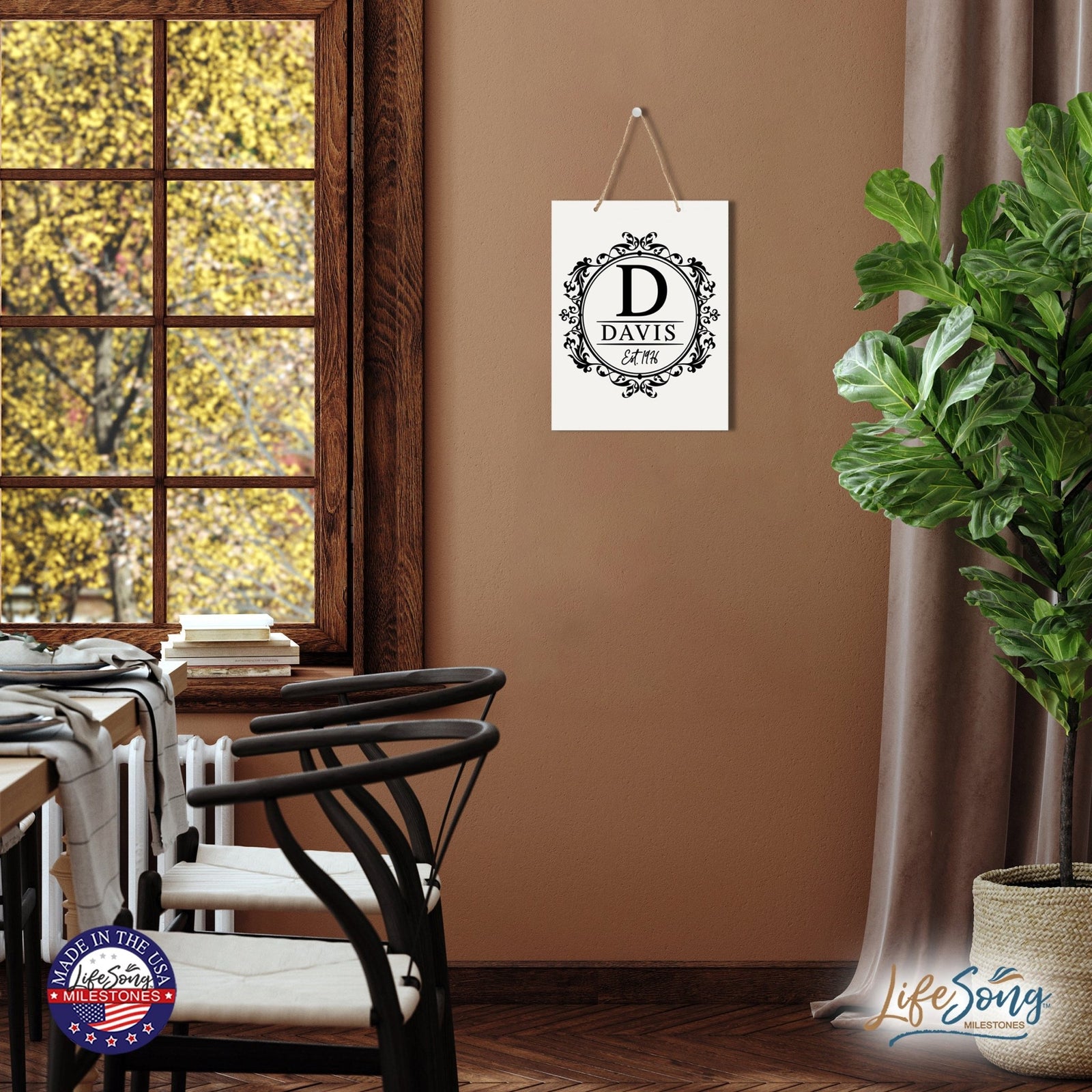 Personalized Modern Inspirational Wooden Wall Art Hanging Sign 12x15in - Davis (EST) - For Family And Home Decorations - LifeSong Milestones