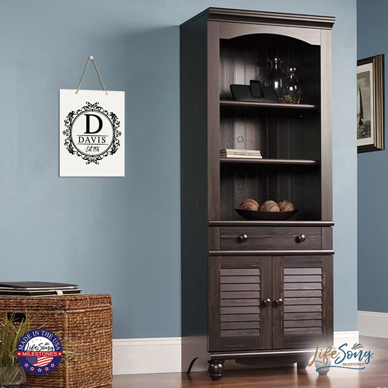 Personalized Modern Inspirational Wooden Wall Art Hanging Sign 12x15in - Davis (EST) - For Family And Home Decorations - LifeSong Milestones