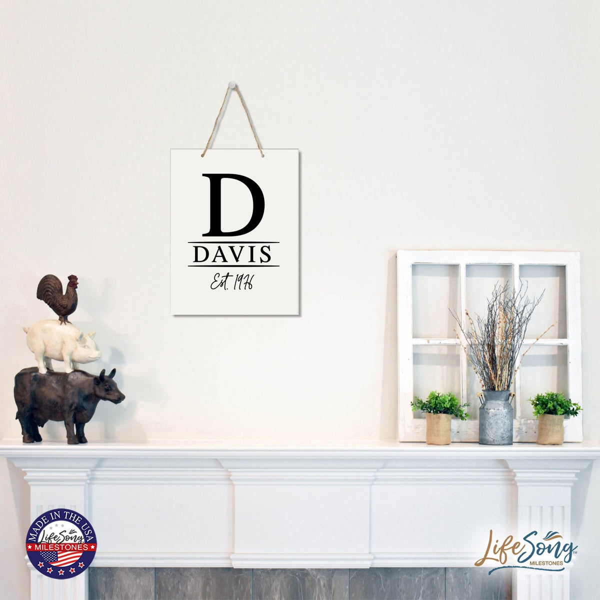 Personalized Modern Inspirational Wooden Wall Art Hanging Sign 12x15in - Davis (EST) - For Family And Home Decorations - LifeSong Milestones