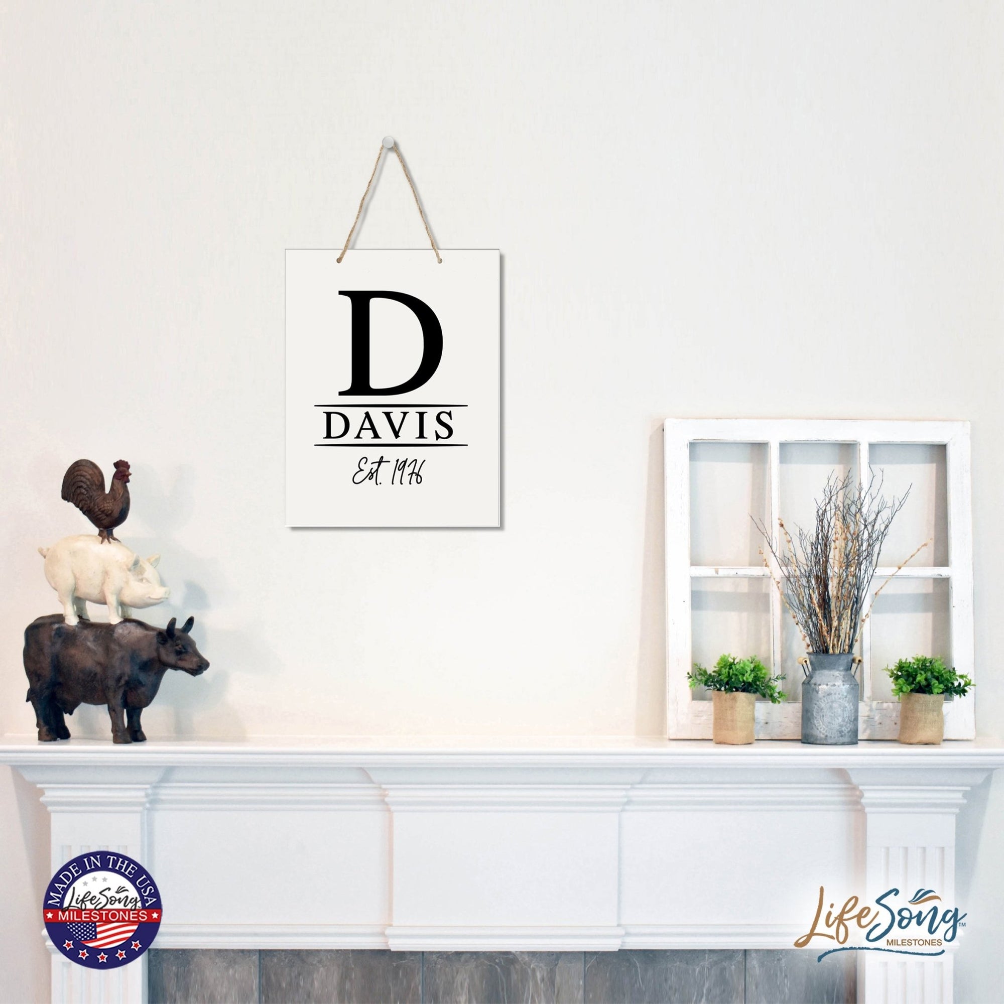 Personalized Modern Inspirational Wooden Wall Art Hanging Sign 12x15in - Davis (EST) - For Family And Home Decorations - LifeSong Milestones