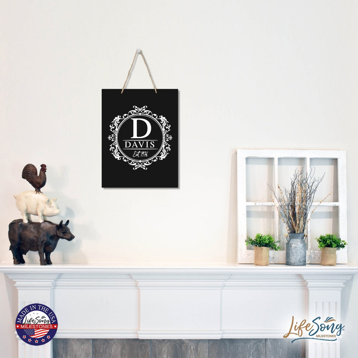 Personalized Modern Inspirational Wooden Wall Art Hanging Sign 12x15in - Davis (EST) - For Family And Home Decorations - LifeSong Milestones