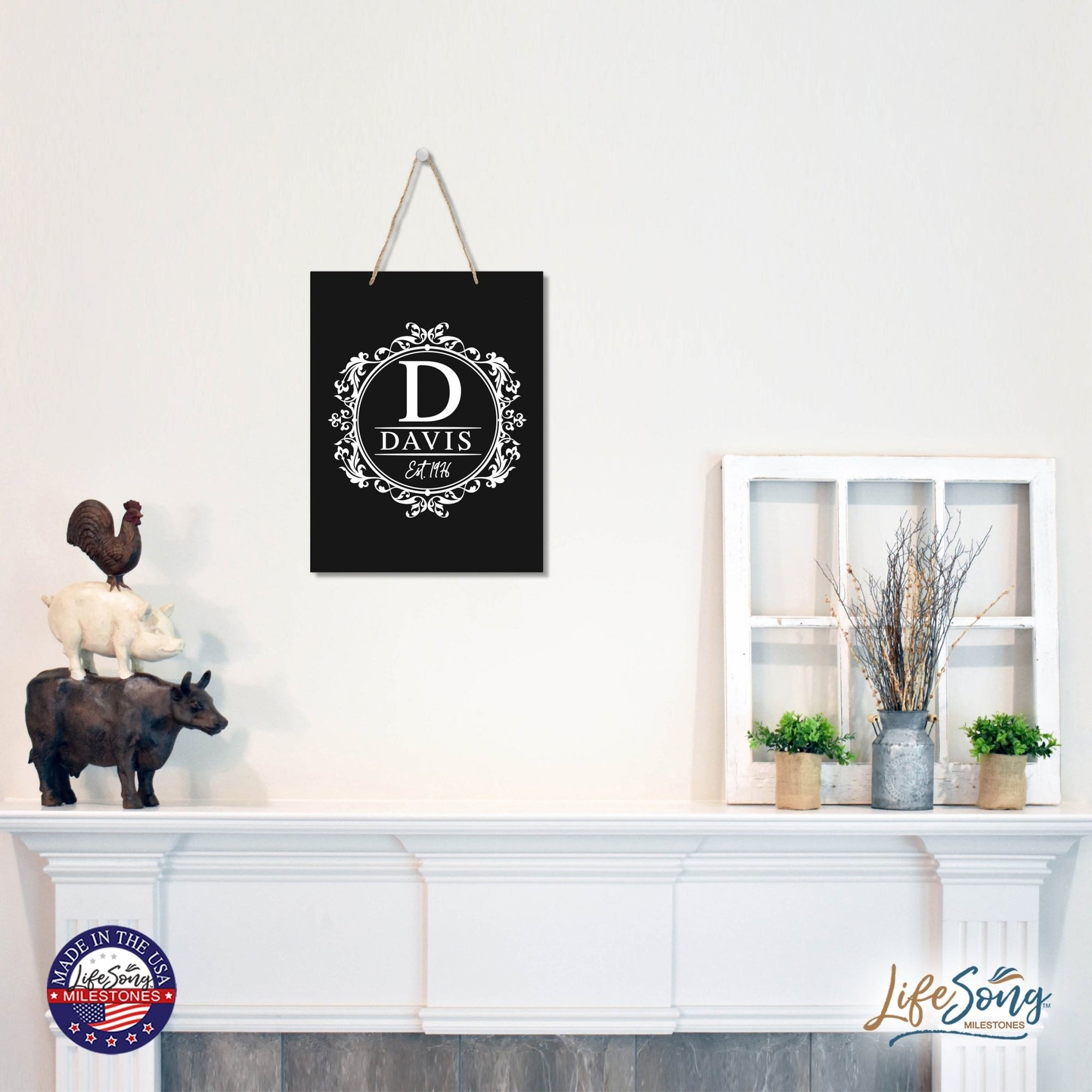 Personalized Modern Inspirational Wooden Wall Art Hanging Sign 12x15in - Davis (EST) - For Family And Home Decorations - LifeSong Milestones