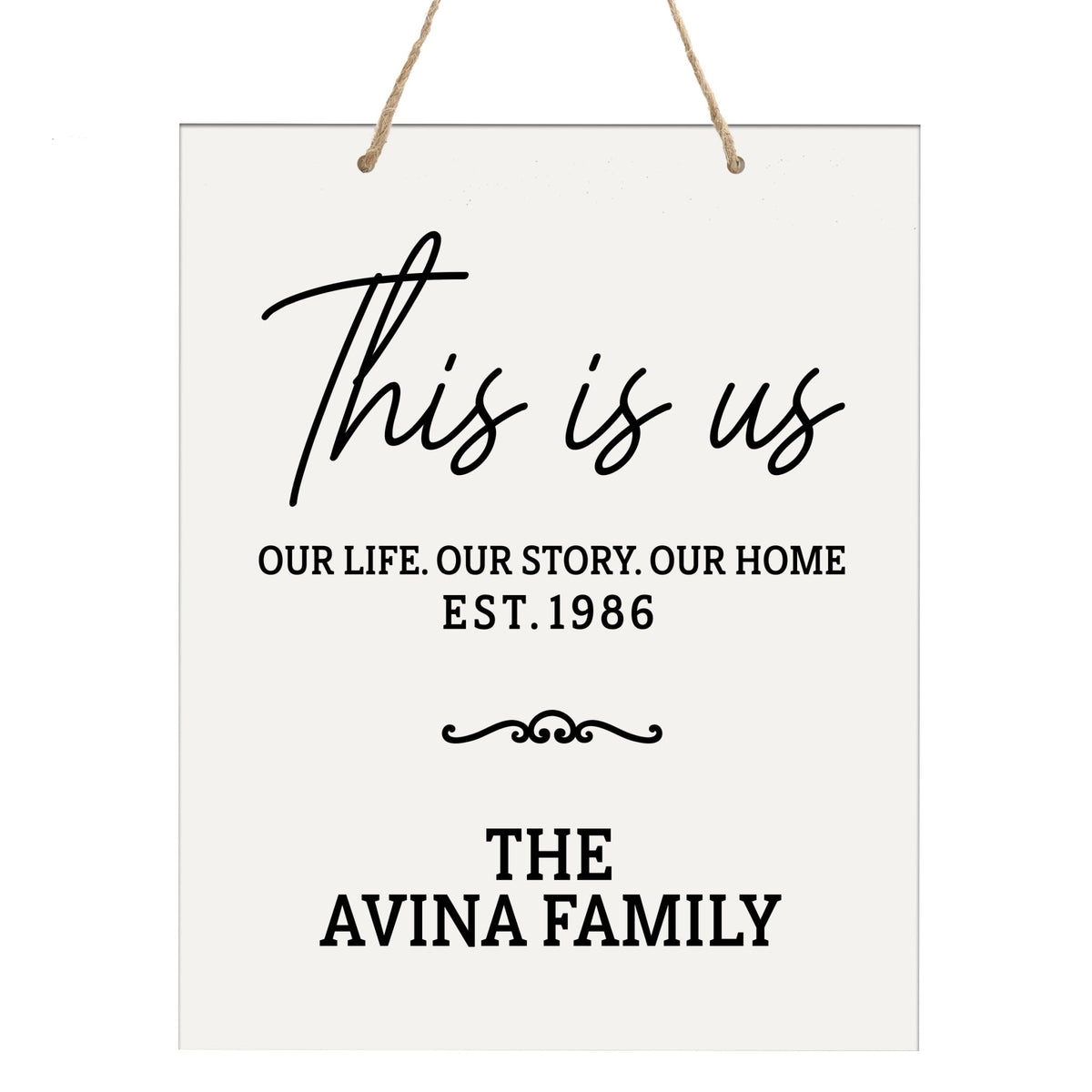 Personalized Modern Inspirational Wooden Wall Art Hanging Sign 12x15in - This Is Us - For Family And Home Decorations - LifeSong Milestones