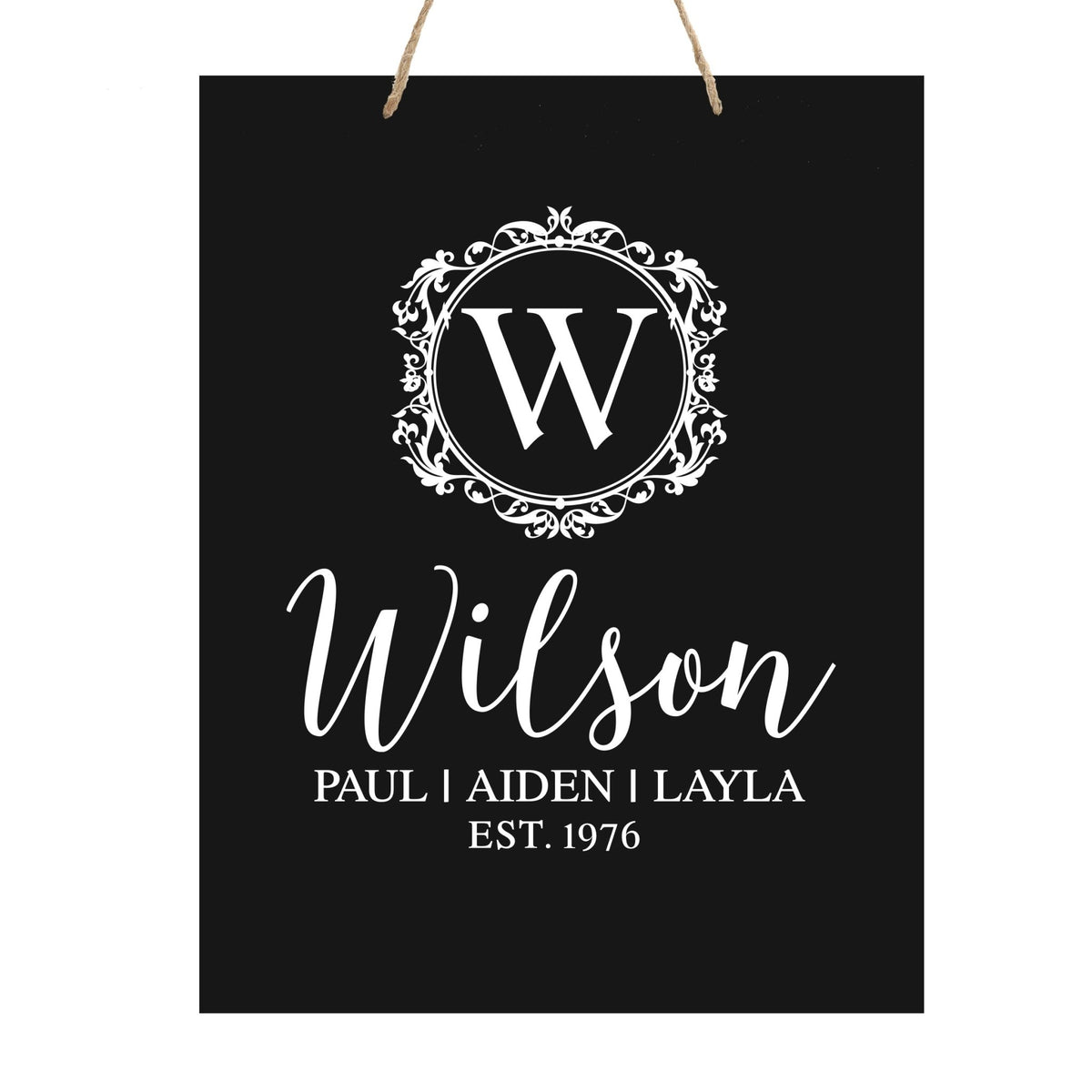Personalized Modern Inspirational Wooden Wall Art Hanging Sign 12x15in - Wilson (EST) - For Family And Home Decorations - LifeSong Milestones