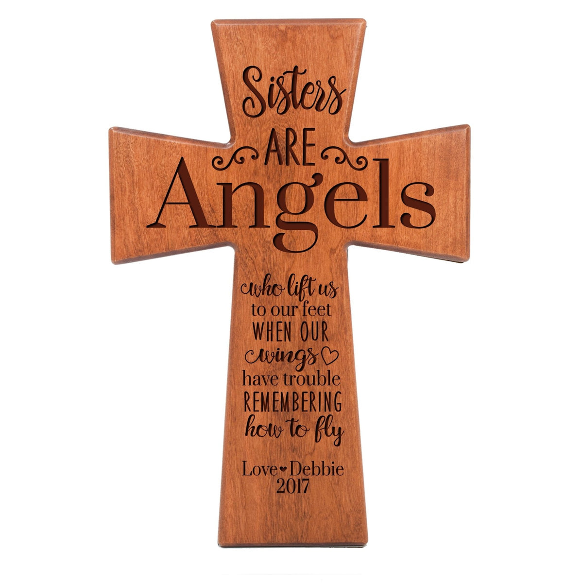 Personalized Sister Wall Cross 12x17 - Sisters Are Angels - LifeSong Milestones