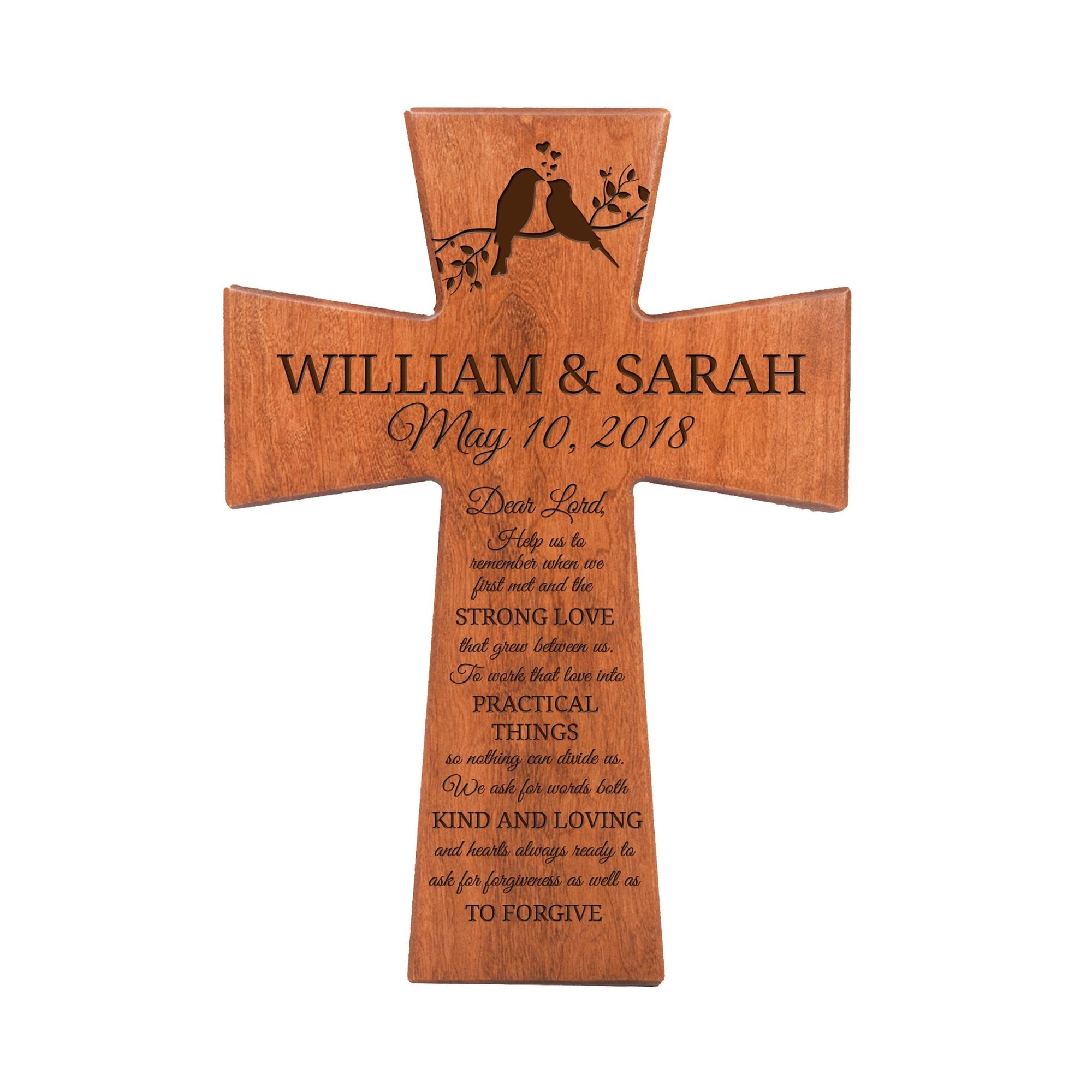 Personalized Wedding Anniversary Cherry Wall Cross 7x11 (Strong Love) - LifeSong Milestones